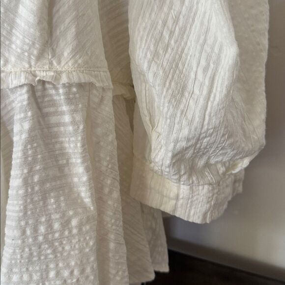 Free People Leave It To Me Babydoll Top Cotton in Ivory Square Neckline Size L - Picture 6 of 12